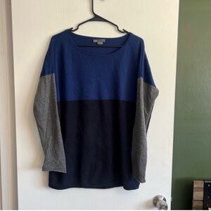 Vince blue and gray colorblock wool cashmere blend pullover sweater size medium